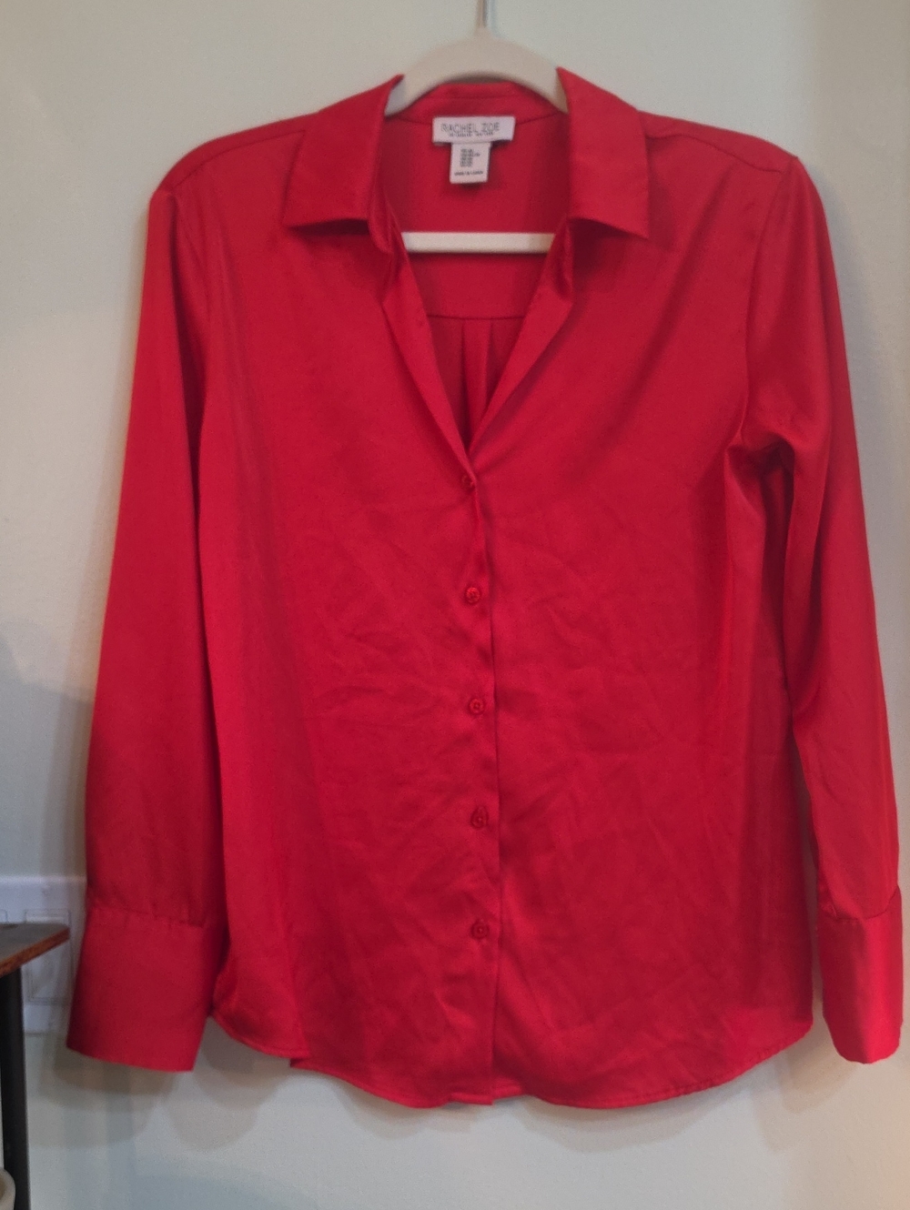 Rachel Zoe Vibrant Red Collared Button-Down Blouse